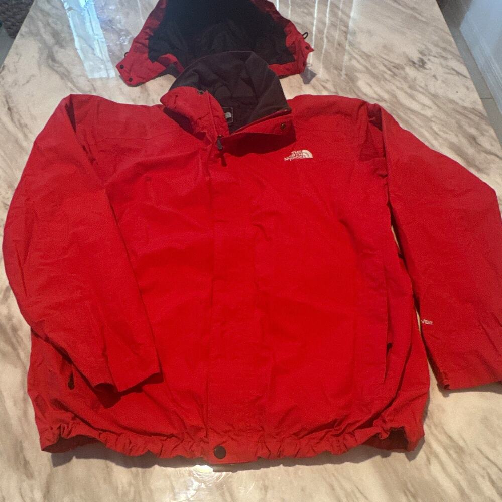 The North Face HyVent Men’s Red 700 Down Hooded Full Zip Jacket Size XL